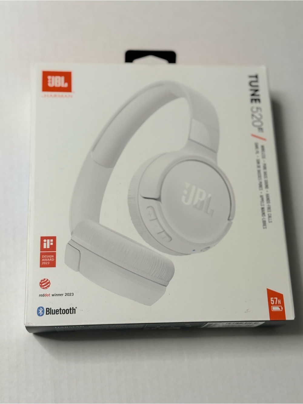 JBL White Over-Ear Bluetooth Headphones